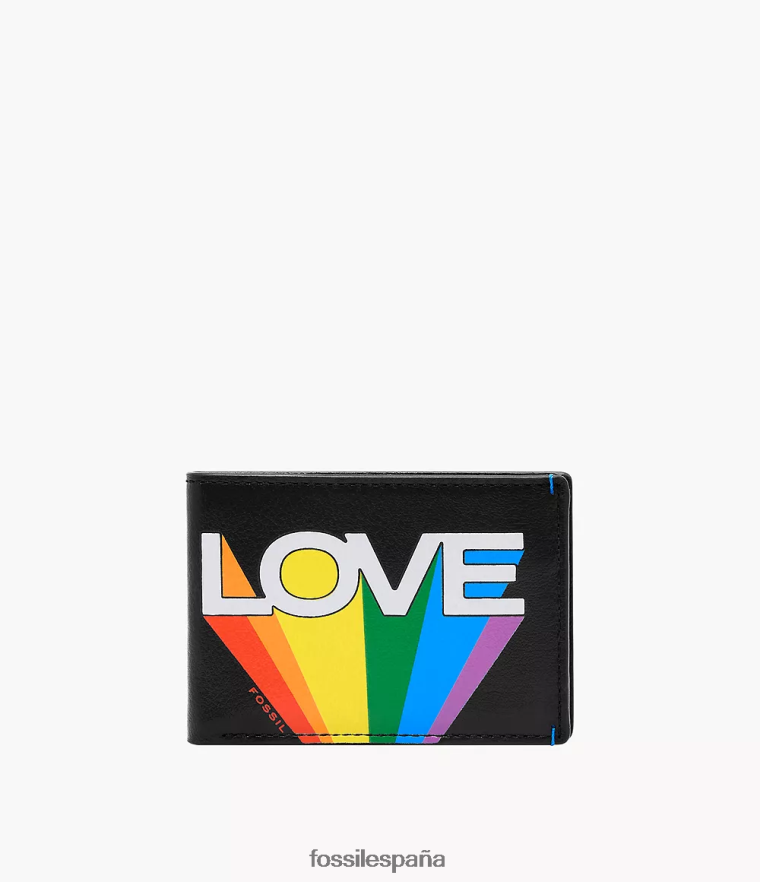 billetera 804XJ41795 negro hombres Fossil Cartera plegable con bolsillo frontal Pride Bronson de edición limitada
