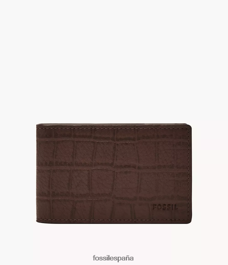 billetera 804XJ41837 marrón hombres Fossil plegable con bolsillo delantero andrew