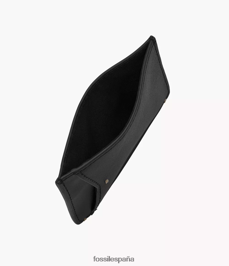 billetera 804XJ41740 negro hombres Fossil tarjetero de piel con cactus joshua