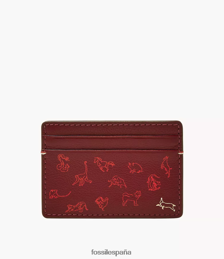 billetera 804XJ41782 rojo hombres Fossil tarjetero steven del año nuevo lunar