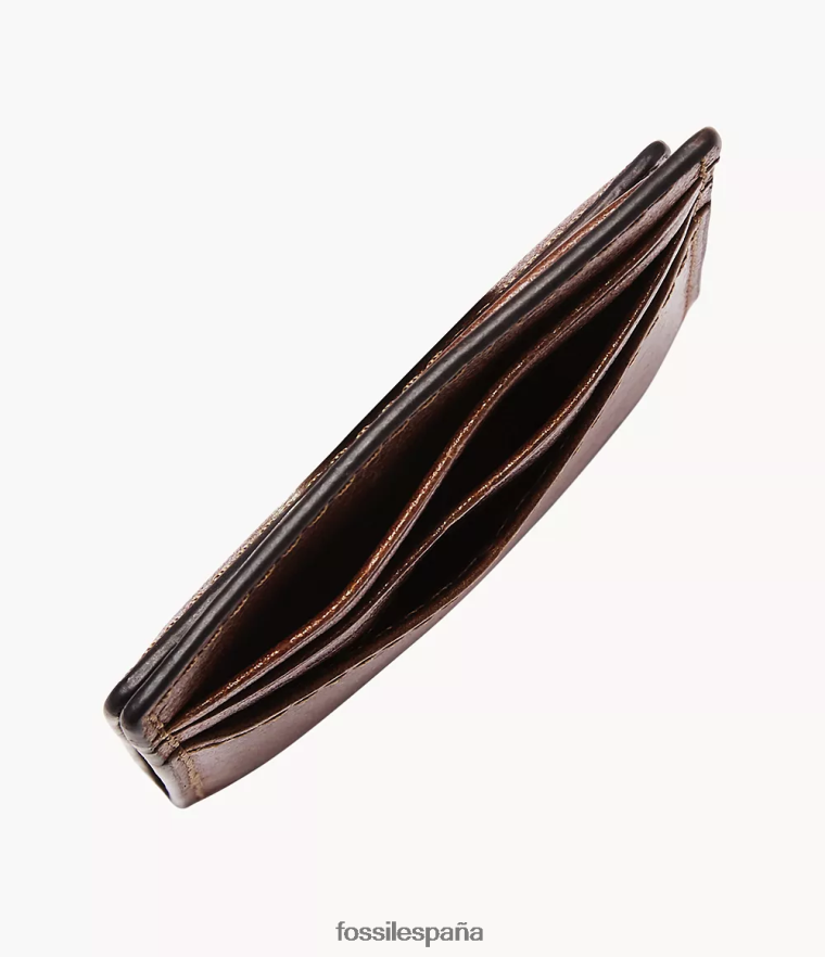 billetera 804XJ42049 coñac hombres Fossil caja de la tarjeta andrew