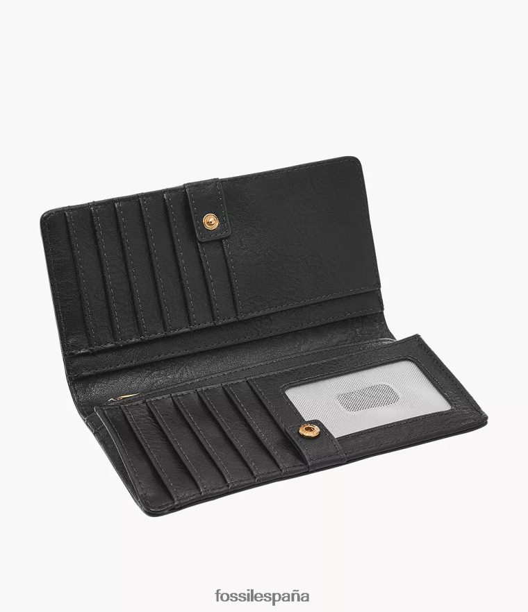 billetera 804XJ4808 negro mujer Fossil liza delgada plegable