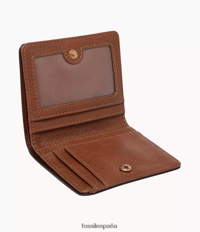 billetera 804XJ4743 marrón mujer Fossil logan pequeño rfid plegable