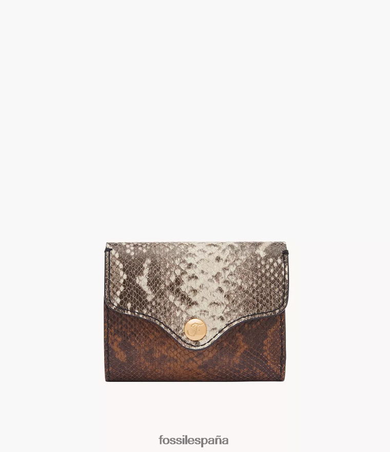 billetera 804XJ4769 estampado de serpiente mujer Fossil herencia triple