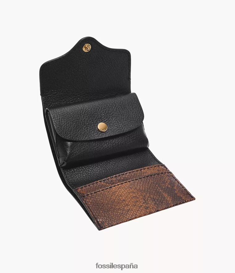 billetera 804XJ4769 estampado de serpiente mujer Fossil herencia triple