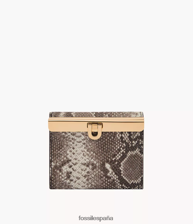 billetera 804XJ4781 estampado de serpiente mujer Fossil penrose tríptico