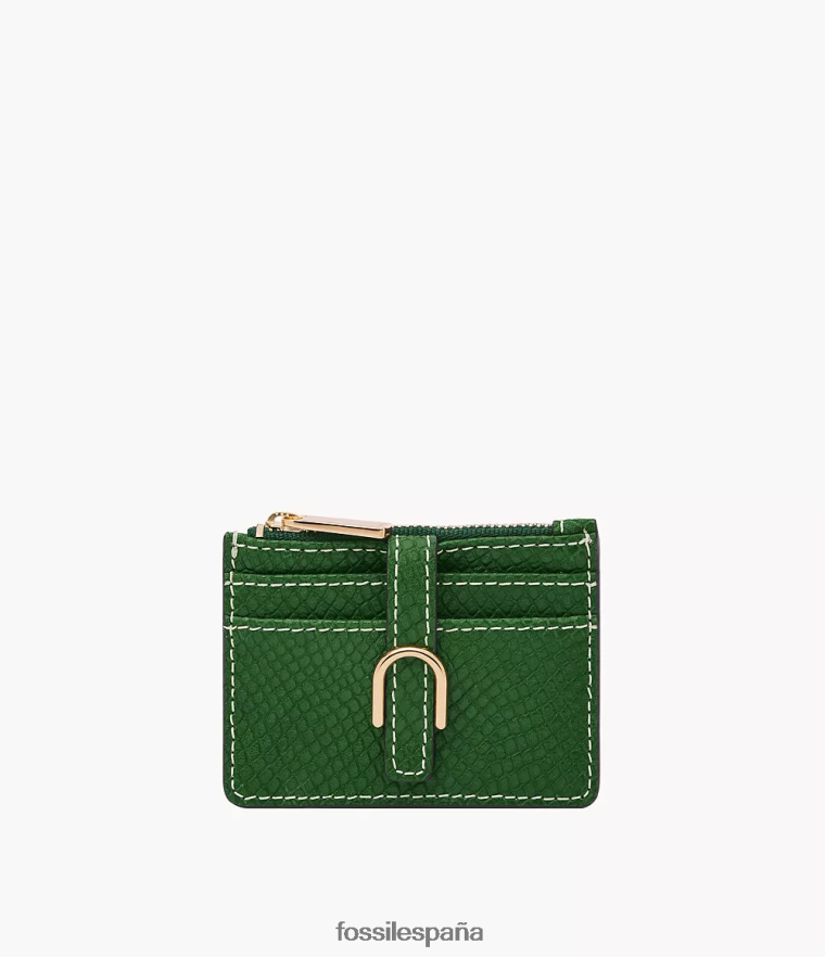 billetera 804XJ4760 verde mujer Fossil tarjetero vada con cremallera