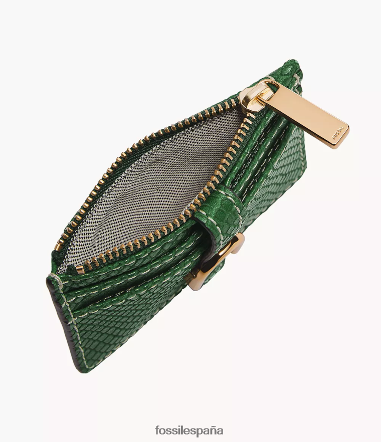 billetera 804XJ4760 verde mujer Fossil tarjetero vada con cremallera
