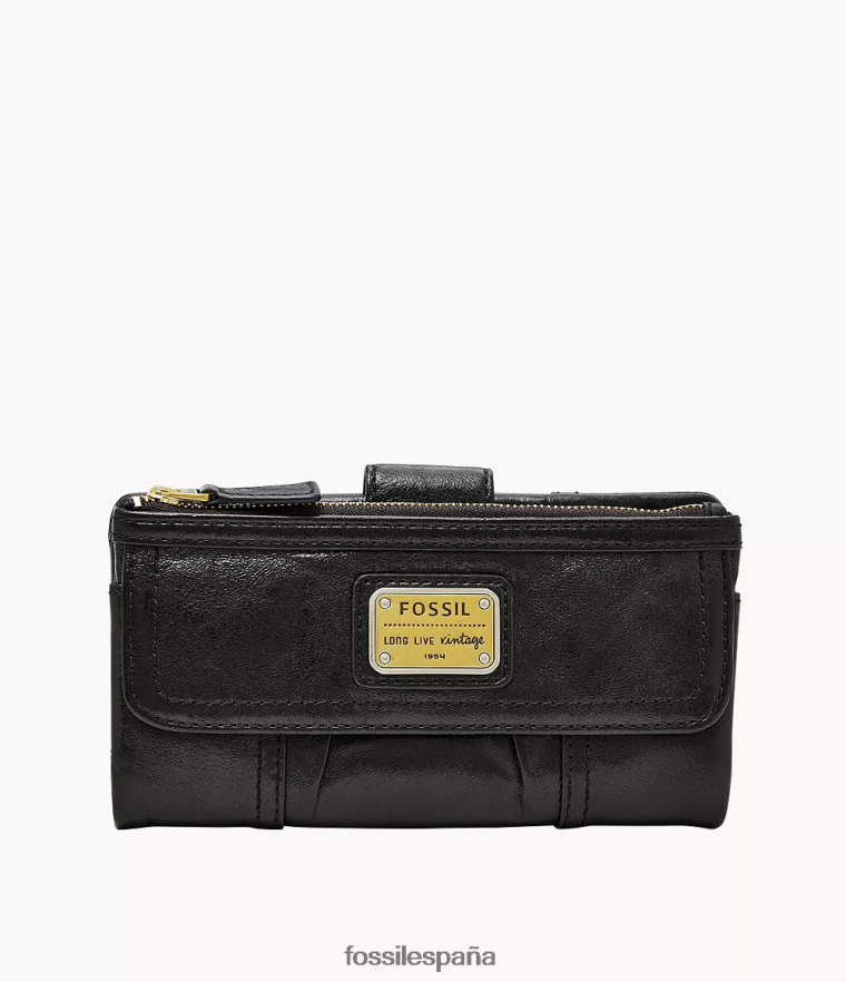 billetera 804XJ4493 negro mujer Fossil embrague de emory