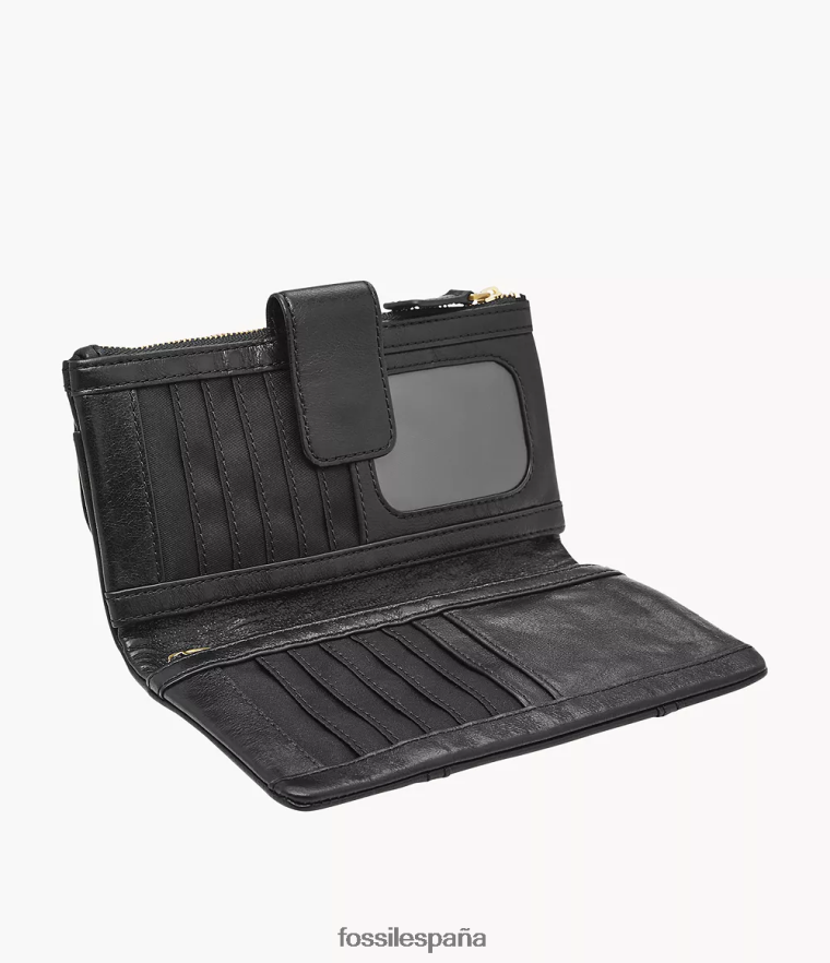 billetera 804XJ4493 negro mujer Fossil embrague de emory