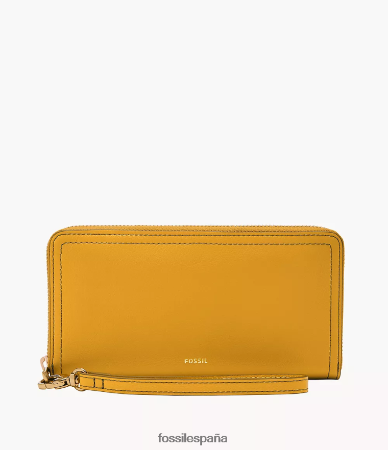 billetera 804XJ4794 amarillo mujer Fossil bolso de mano Logan con cremallera alrededor