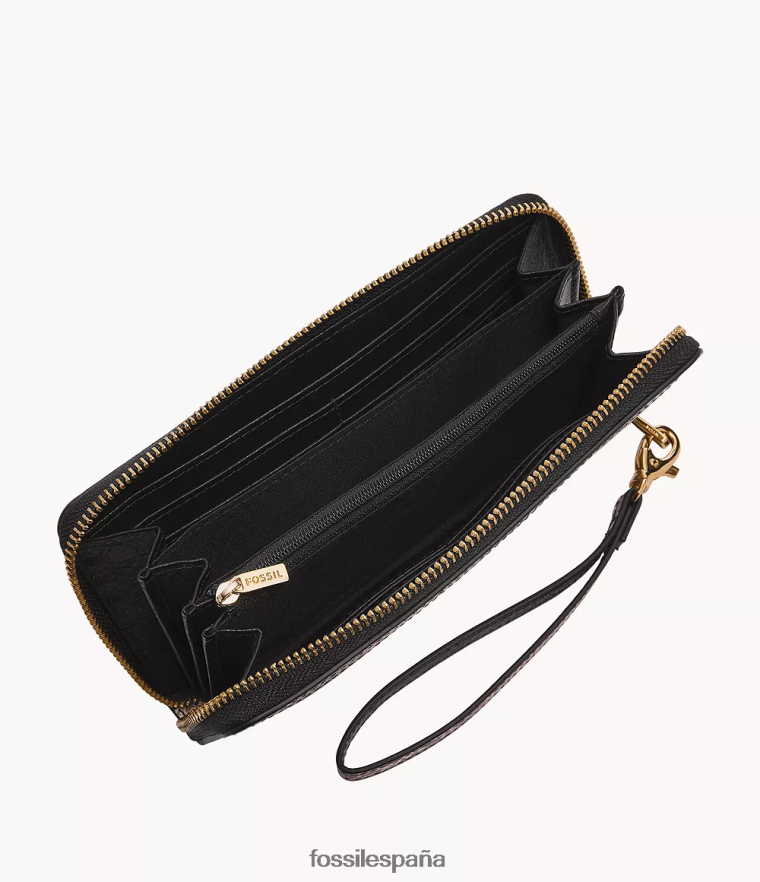 billetera 804XJ4797 estampado de serpiente mujer Fossil bolso de mano Logan con cremallera alrededor