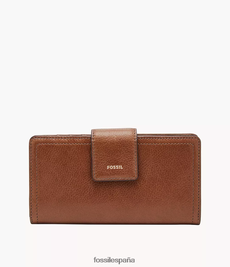 billetera 804XJ4802 marrón mujer Fossil bolso de mano logan con pestaña rfid