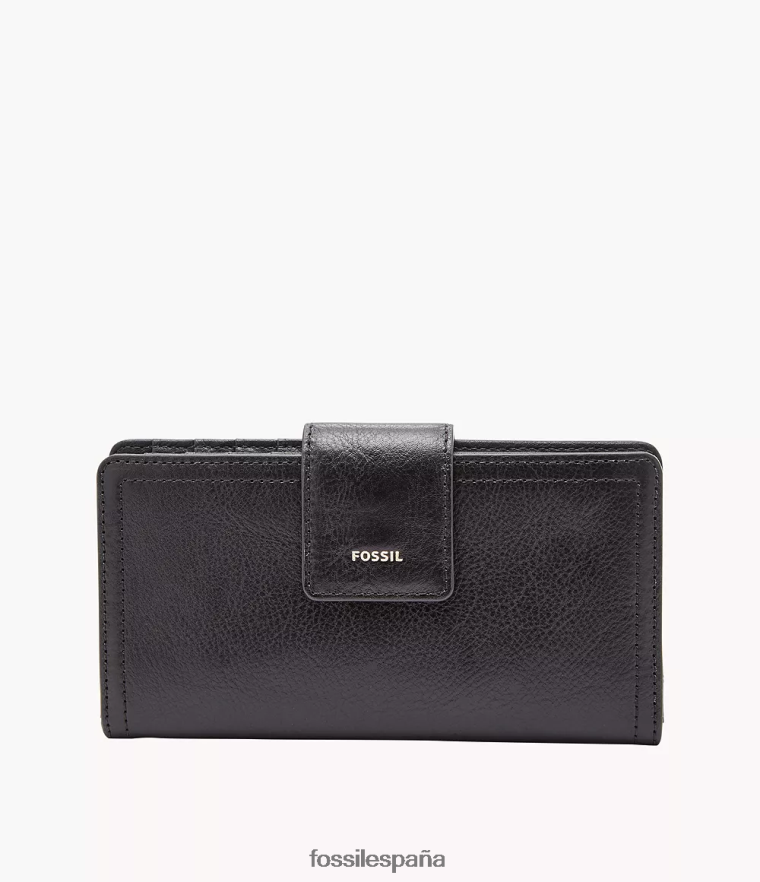 billetera 804XJ4804 negro mujer Fossil bolso de mano logan con pestaña rfid