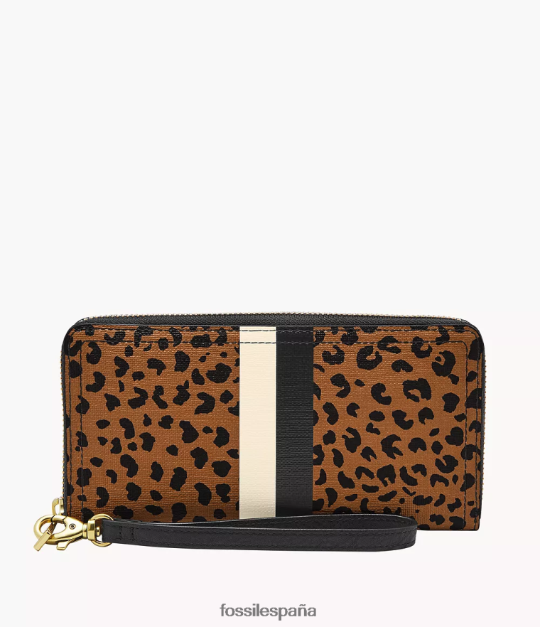billetera 804XJ4827 Huella animal mujer Fossil bolso de mano logan con cremallera RFID