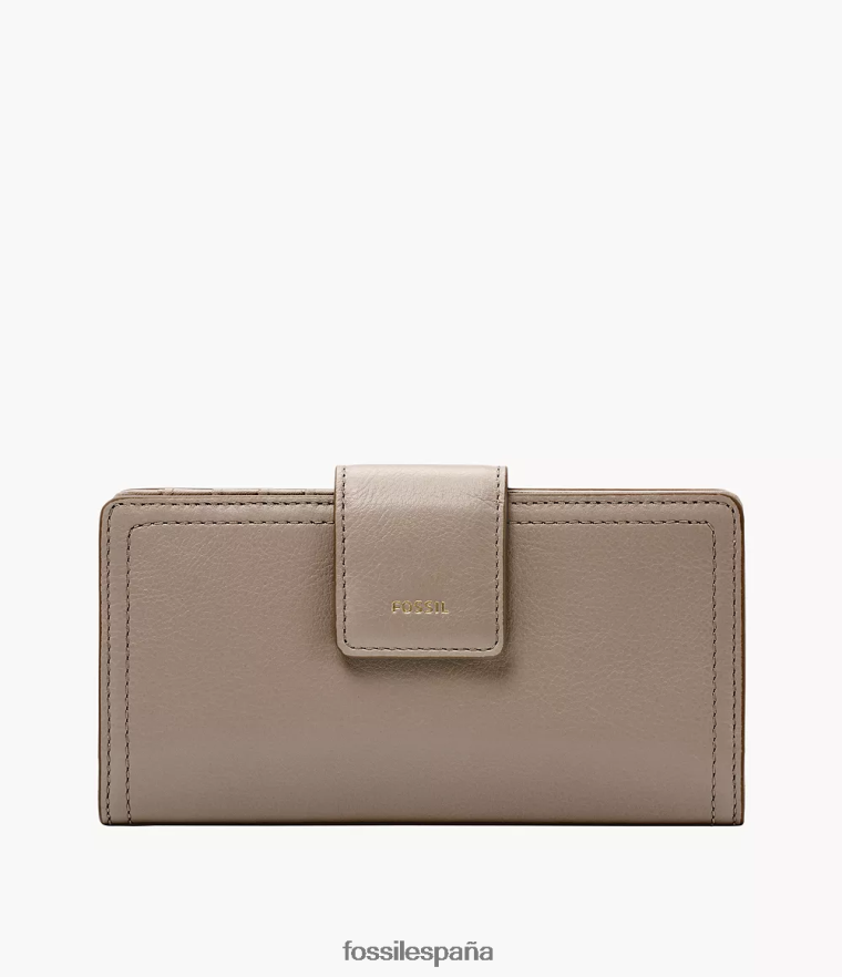 billetera 804XJ4893 gris mujer Fossil bolso de mano logan con pestaña rfid