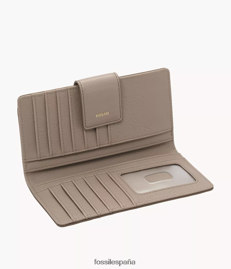 billetera 804XJ4893 gris mujer Fossil bolso de mano logan con pestaña rfid