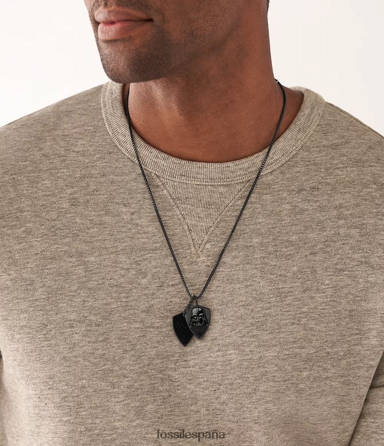 joyas 804XJ41900 arenisca azul hombres Fossil collar con placa de identificación de darth vader de star wars