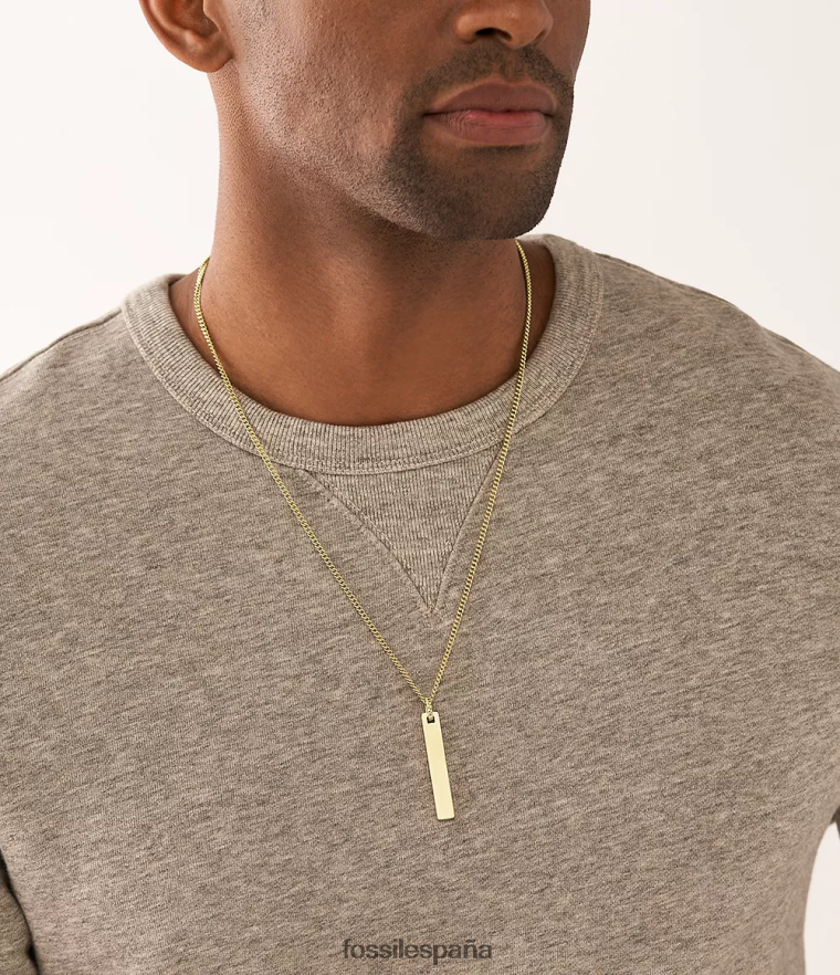 joyas 804XJ41903 tono dorado hombres Fossil collar de cadena de acero inoxidable Drew