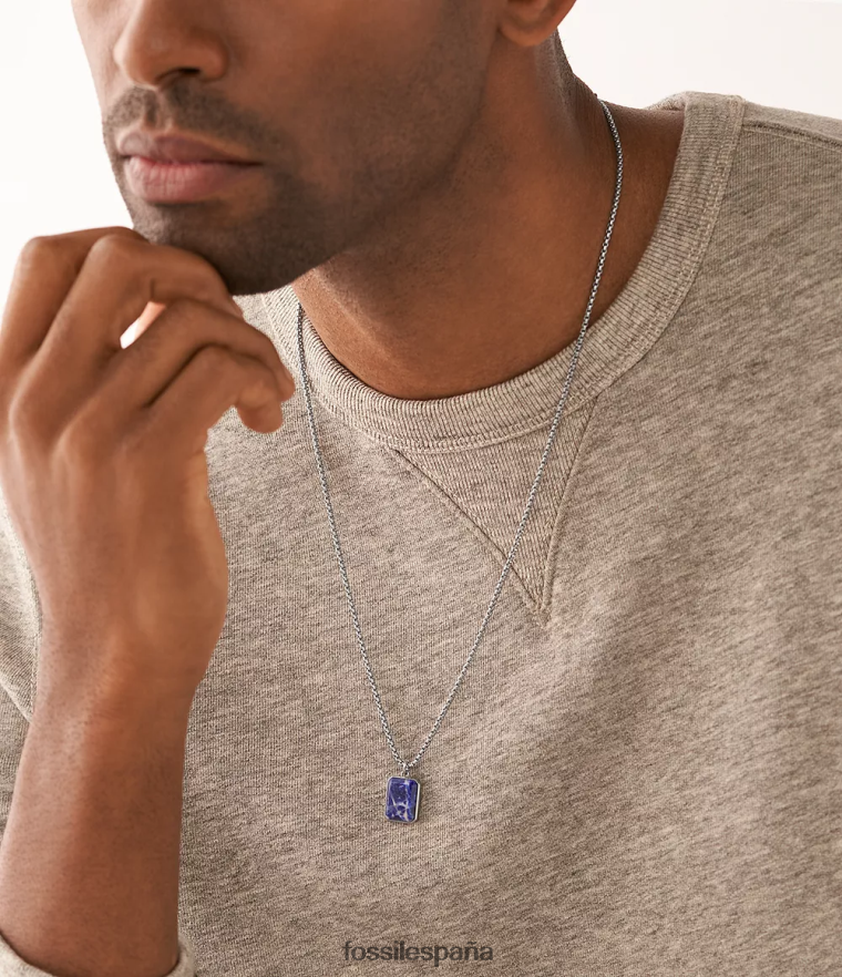 joyas 804XJ41910 azul hombres Fossil collar de cadena de sodalita todo apilado