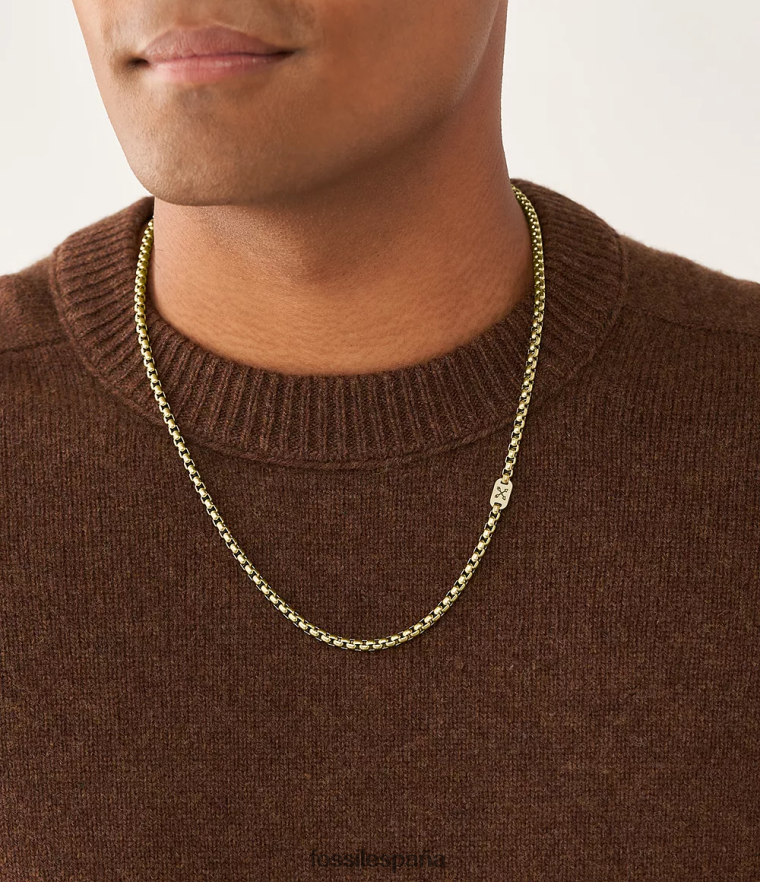 joyas 804XJ41911 tono dorado hombres Fossil collar de cadena de acero inoxidable aventurero