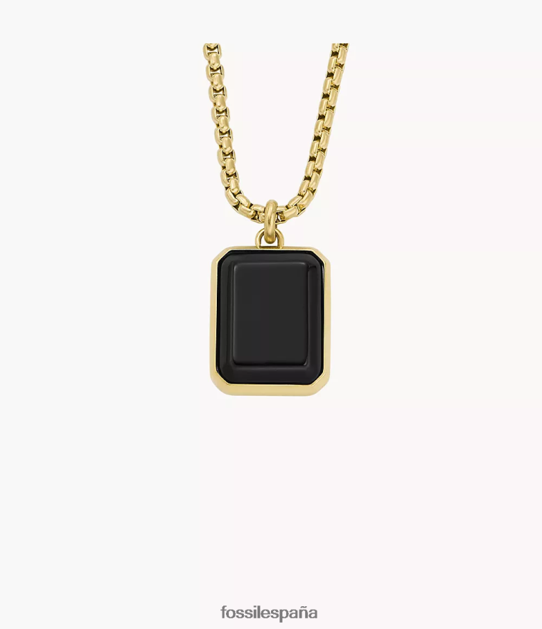 joyas 804XJ41912 tono negro y dorado hombres Fossil collar de cadena de ónix