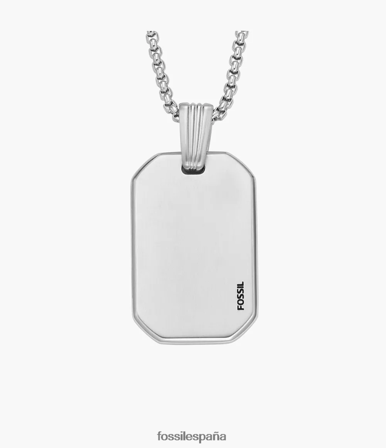 joyas 804XJ41914 tono plateado hombres Fossil collar de cadena de acero inoxidable Drew