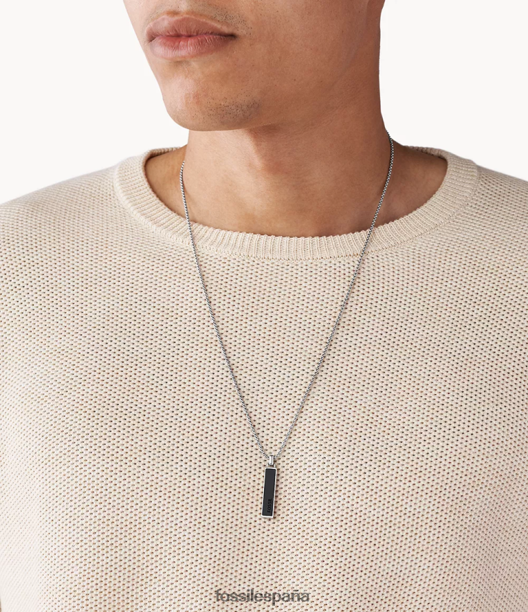 joyas 804XJ41919 negro hombres Fossil collar con colgante de ágata de buceo