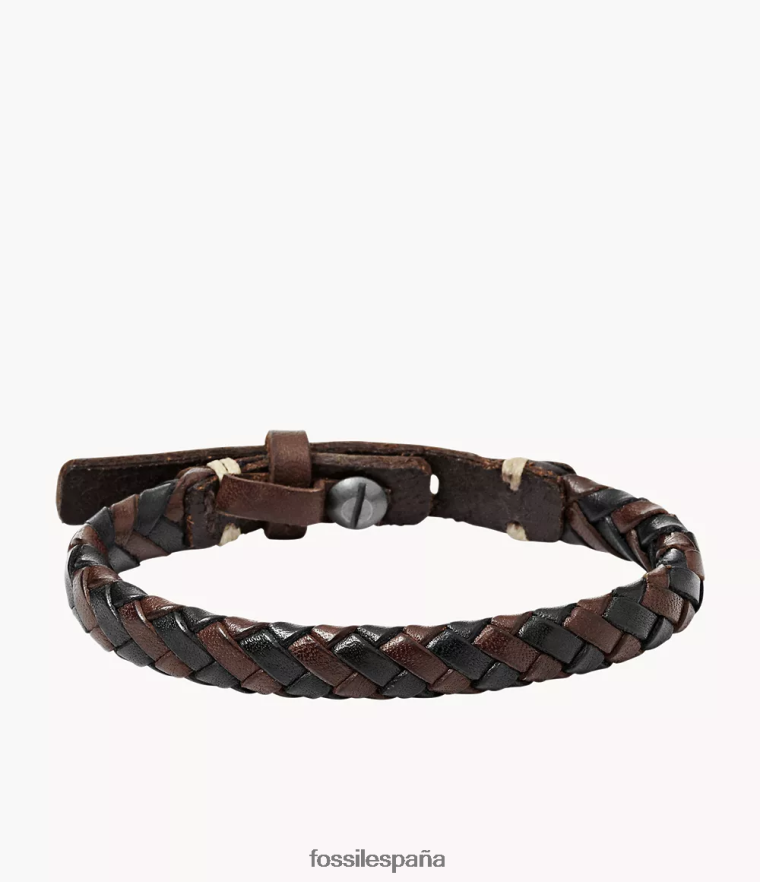 joyas 804XJ41855 marrón y negro hombres Fossil pulsera trenzada