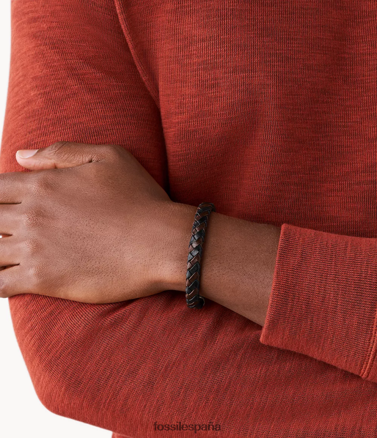 joyas 804XJ41855 marrón y negro hombres Fossil pulsera trenzada