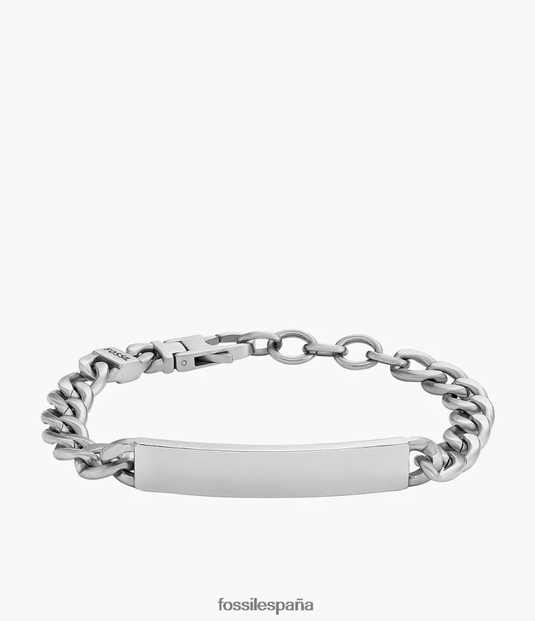joyas 804XJ41857 tono plateado hombres Fossil pulsera de identificación de acero inoxidable
