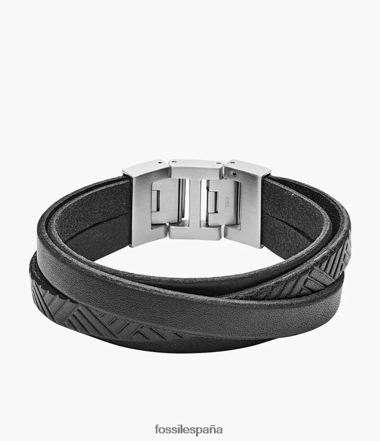 joyas 804XJ41861 negro hombres Fossil pulsera de cuero
