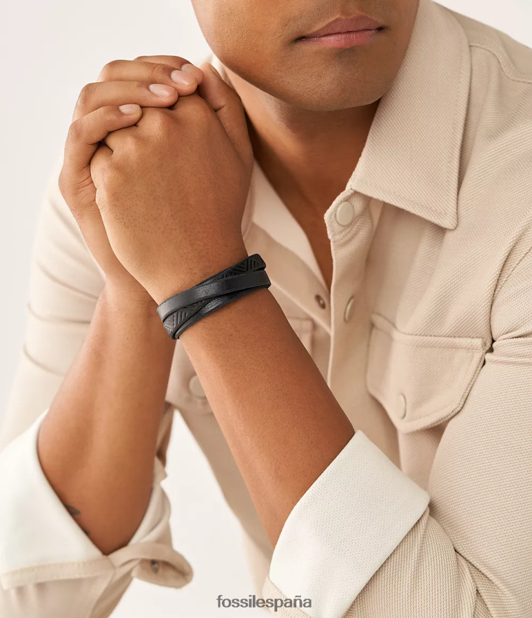 joyas 804XJ41861 negro hombres Fossil pulsera de cuero