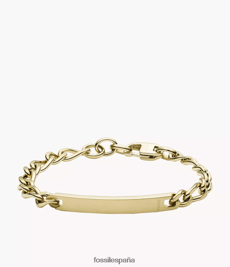 joyas 804XJ41866 tono dorado hombres Fossil pulsera con placa de acero