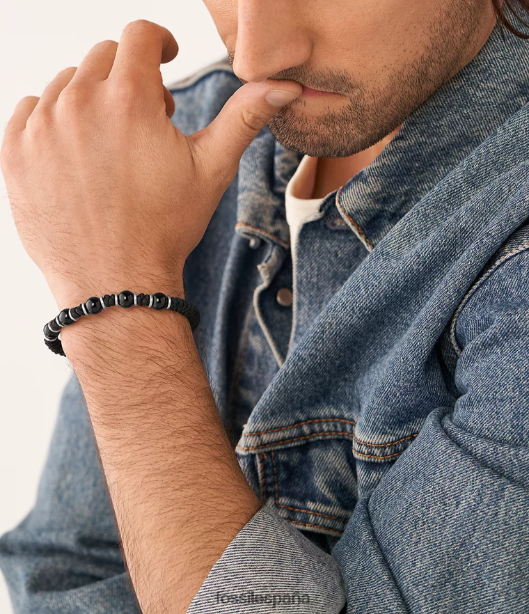 joyas 804XJ41867 negro hombres Fossil pulsera de cuentas de ónix