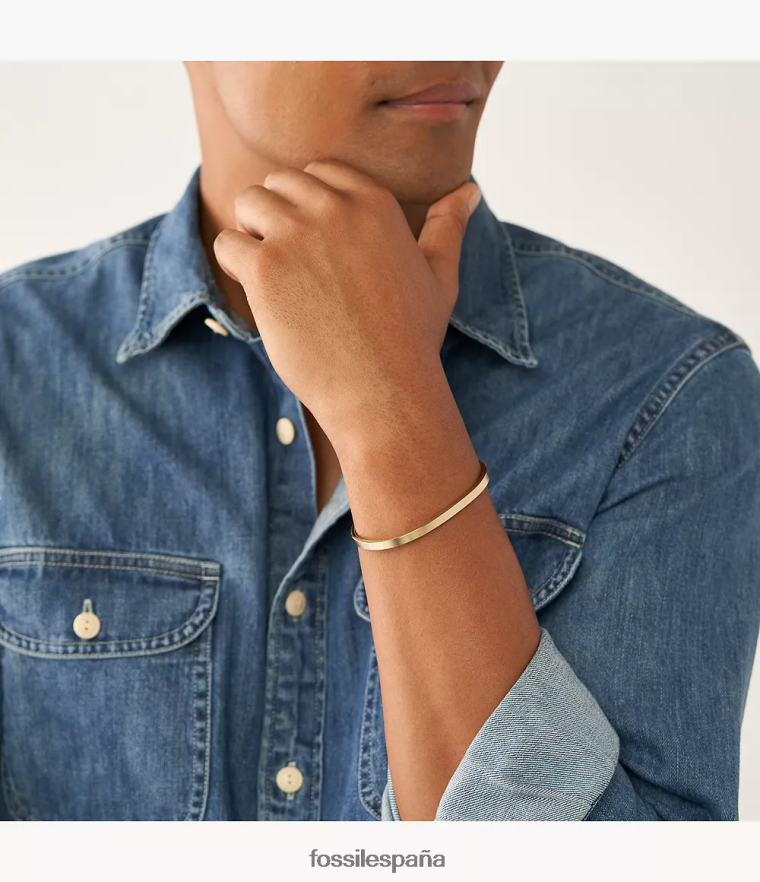 joyas 804XJ41881 tono dorado hombres Fossil pulsera americana moderna de acero inoxidable