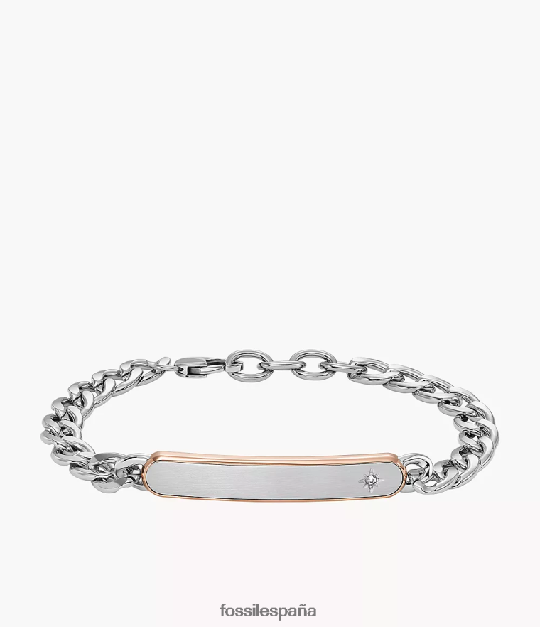 joyas 804XJ41888 Dos tonos hombres Fossil pulsera clásica de cadena de acero inoxidable