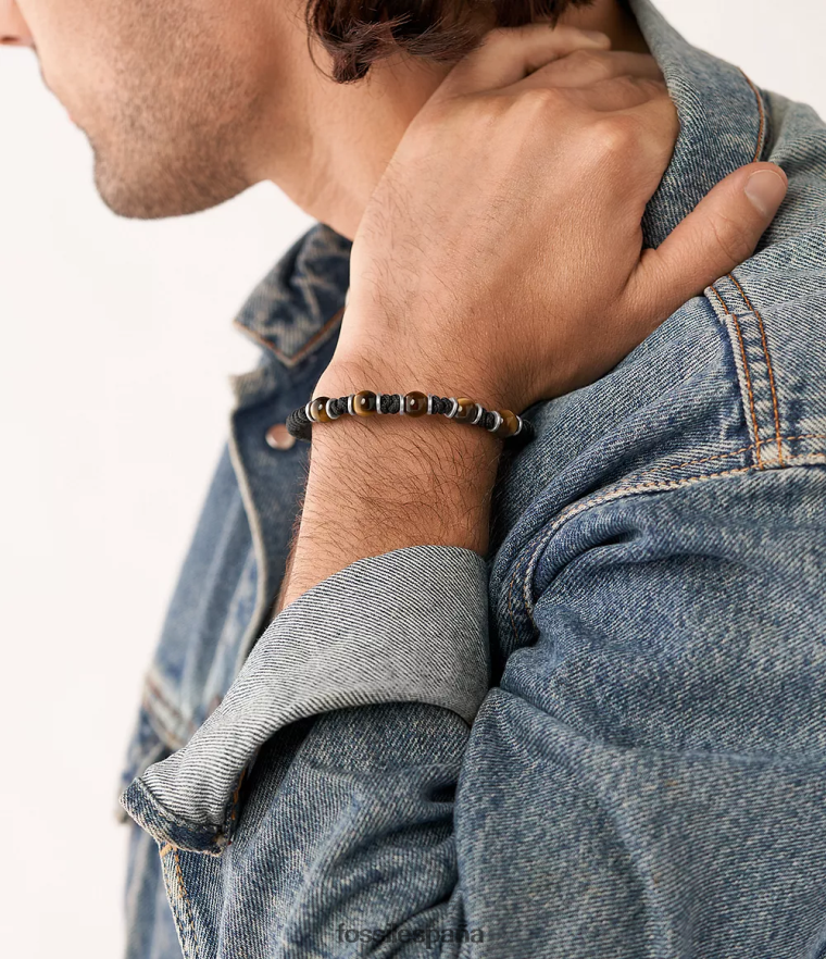 joyas 804XJ41891 ojo de tigre hombres Fossil pulsera de cuentas