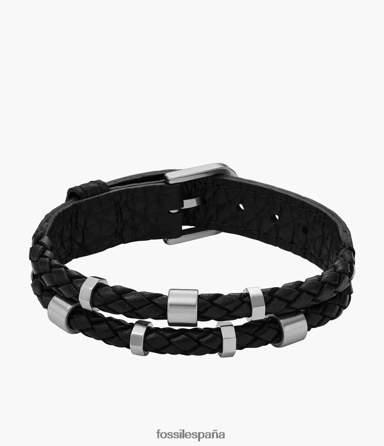 joyas 804XJ41893 negro hombres Fossil pulsera de cuero con correa de cuero