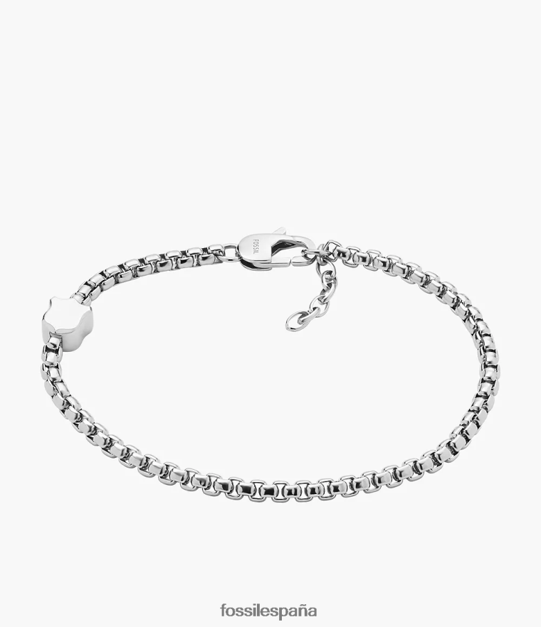 joyas 804XJ41896 tono plateado hombres Fossil pulsera de cadena de acero inoxidable con escudo tradicional