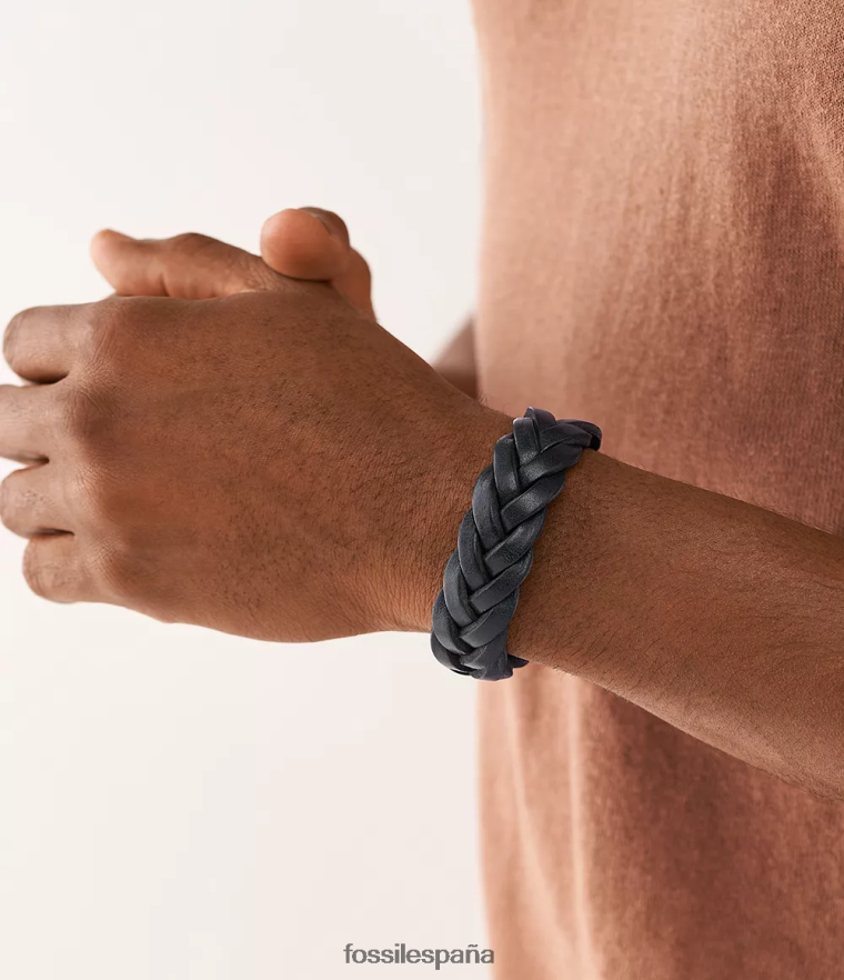 joyas 804XJ41897 Armada hombres Fossil pulsera de cuero con correa de cuero