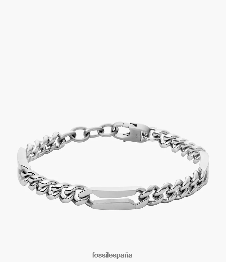 joyas 804XJ41899 tono plateado hombres Fossil pulsera de cadena de acero inoxidable