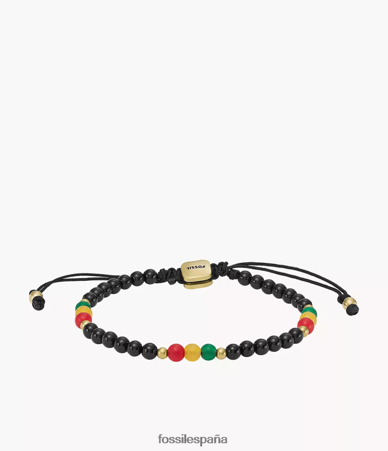joyas 804XJ41942 negro hombres Fossil pulsera de cuentas de ónix y jade del mes de la historia