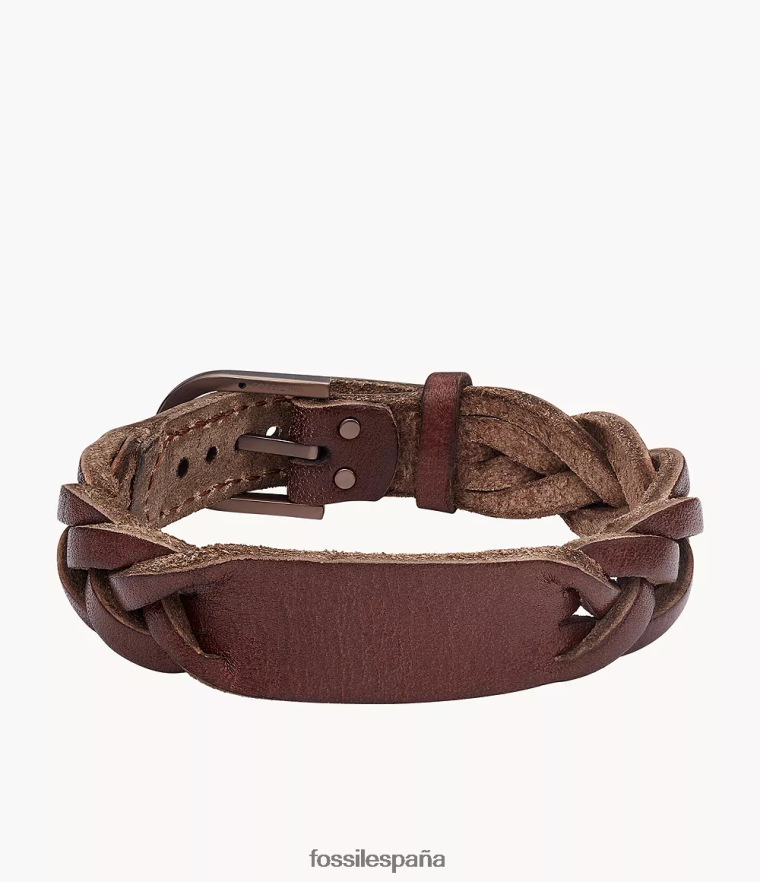 joyas 804XJ41957 marrón hombres Fossil pulsera con correa de cuero trenzado Heritage