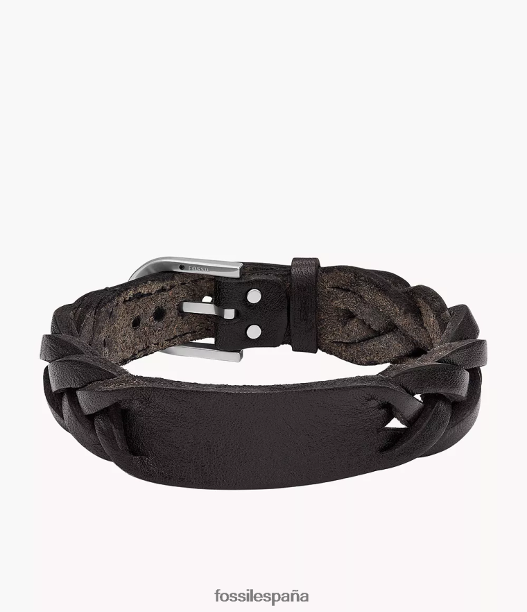 joyas 804XJ41958 negro hombres Fossil pulsera con correa de cuero trenzado Heritage