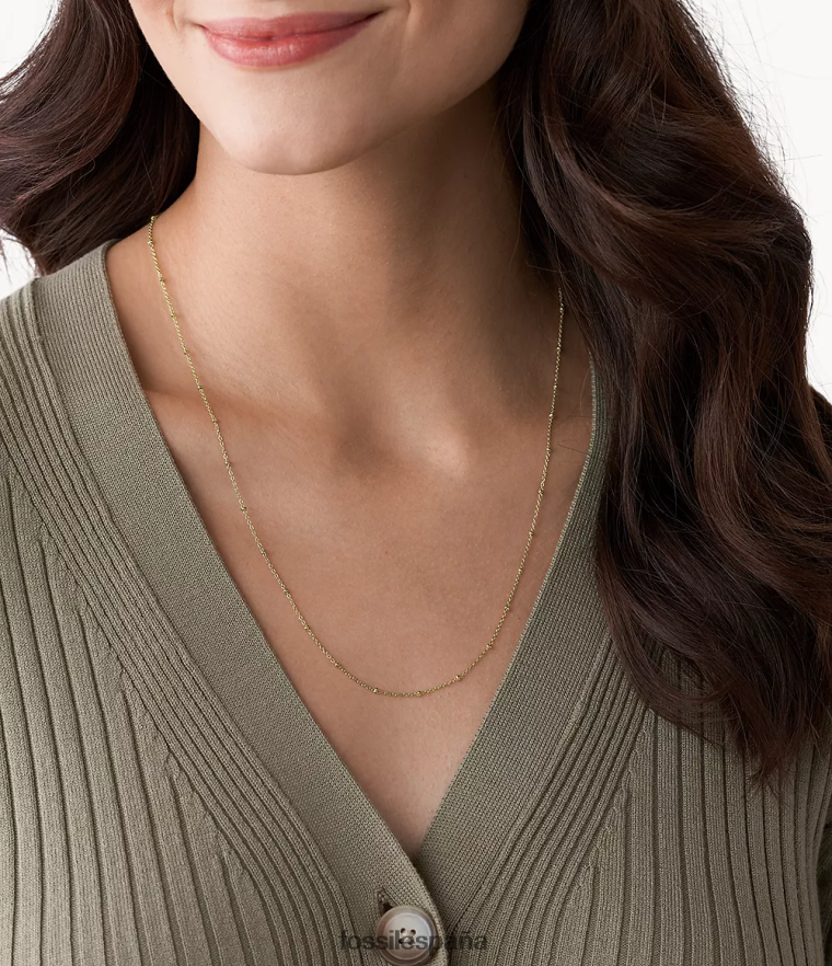 joyas 804XJ41130 tono dorado mujer Fossil corra oh tan encantador collar largo de cadena de acero inoxidable
