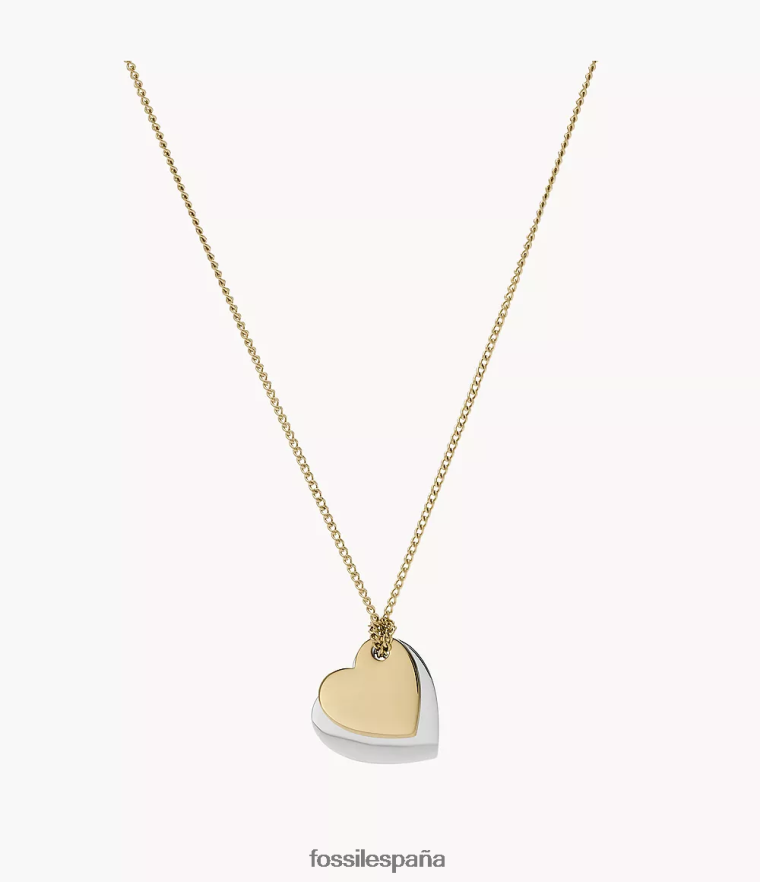 joyas 804XJ41135 Dos tonos mujer Fossil collar de cadena con corazón de acero inoxidable Lane