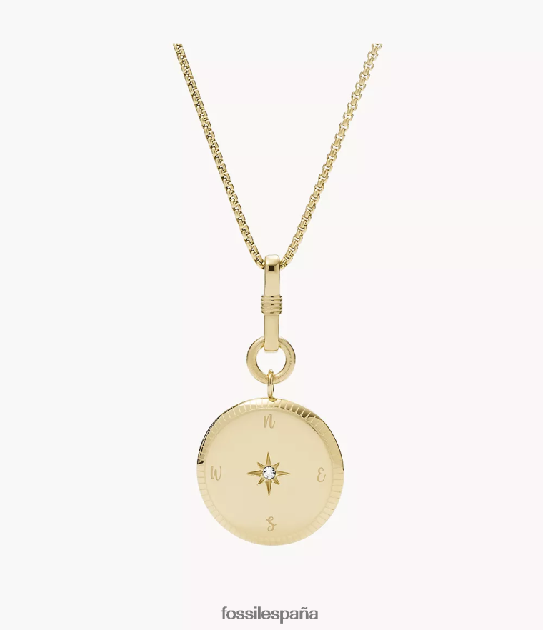 joyas 804XJ41139 tono dorado mujer Fossil Collar con colgante de acero inoxidable con intenciones de año nuevo de Georgia