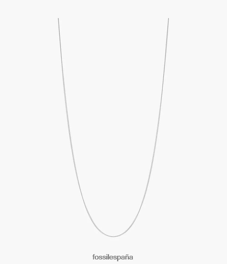 joyas 804XJ41162 tono plateado mujer Fossil Corra Oh tan encantador collar corto de cadena de acero inoxidable