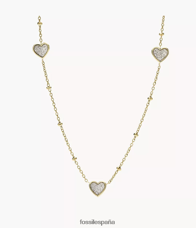 joyas 804XJ41318 tono dorado mujer Fossil Collar de cadena de corazón de acero inoxidable Sutton Classic Valentine